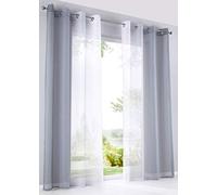 Gardinenbox Modena 10000183 Vertical Gradient Print Transparent Curtains with Eyelets and Tiebacks 145 x 140 cm Grey Tones Pack of 2