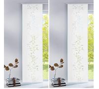 Gardinenbox Modern panel curtain, room divider, sliding curtain, Tendril made burnout fabric with panel carrier, 100% polyester, white, H x W 245 x 60 cm (Pack of 2)