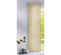 Gardinenbox Modern panel curtain, room divider, sliding curtain, Tendril made burnout fabric with panel carrier, 100% polyester, sand, H x W 245 x 60 cm