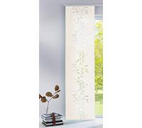 Gardinenbox Modern panel curtain, room divider, sliding curtain, Tendril made burnout fabric with panel carrier, 100% polyester, cream, H x W 245 x 60 cm