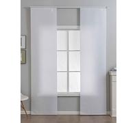 Gardinenbox New Amsterdam 2024740-2 Sliding Curtains H x W 245 x 60 cm White Textured Modern Simple and Versatile with Panel Carrier and Weighted Bar Set of 2