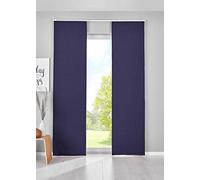 Gardinenbox Newyork 202020680-2 Blackout Sliding Curtains, 225 x 60 cm, Blue Panel Curtains, Panel Carrier, Opaque, Thermal Sliding Curtain, Set of 2