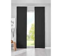 Gardinenbox Newyork 202020680-2 Set of 2 Blackout Sliding Curtains, Panel Carrier, Opaque Thermal Sliding Curtain, 145 x 60 cm, Black Panel Curtains