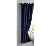 Gardinenbox Newyork Opaque Curtain Concealed Loops Blue H x W 160 x 140 cm Pack of 1 Thermal Blackout Curtain Soundproofing Oeko-Tex Ruffle Tape Tieback 202020610