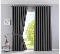 Gardinenbox Newyork Opaque Curtains, Dark Grey, H x W 225 x 295 cm, Pack of 2, Thermal Curtains, Blackout Curtain, Blackout Eyelets, Sound-Insulating, Oeko-Tex UV Protection Tiebacks, 201920600-2