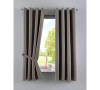 Gardinenbox Newyork Opaque Curtains, Taupe, H x W, 160 x 140 cm, Pack of 2, Thermal Blackout Curtains, Blackout Eyelets, Sound-Insulating, Oeko-Tex UV Protection Tiebacks, 201920600-2