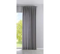Gardinenbox Palermo 100002651 Opaque Curtain Extra Wide Matt Translucent Concealed Loops Tieback Curtain Tape, 100% Polyester, Grey, H x W 254 x 300 cm