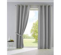 Gardinenbox Palermo Opaque Curtains with Eyelets and Tiebacks 100% Polyester Grey 225 x 140 cm Set of 2
