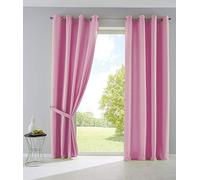 Gardinenbox Palermo Opaque Curtains with Eyelets and Tiebacks 100% Polyester Pink 175 x 140 cm Set of 2