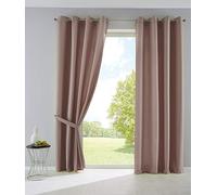 Gardinenbox Palermo Opaque Curtains with Eyelets and Tiebacks 100% Polyester Taupe 145 x 140 cm Set of 2