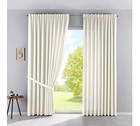 Gardinenbox Palermo Set of 2 Opaque Curtains, Extra Wide, Matte, Translucent, Concealed Loops, Tiebacks, 100002651-2, 100% Polyester, Cream, H x W 250 x 300 cm