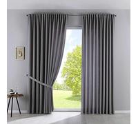 Gardinenbox Palermo Set of 2 Opaque Curtains, Extra Wide, Matte, Translucent, Concealed Loops, Tiebacks, 100002651-2, 100% Polyester, Grey, H x W 250 x 300 cm