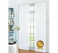 Gardinenbox Panel Curtain Micro Satin Sliding Curtain Opaque Matt Polyester White Deluxe H 245 x W 60 cm