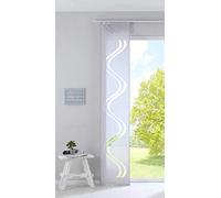 Gardinenbox Panel Curtain Sliding Curtain Burnout Quality Modern with Wave Pattern Transparent Panel Weight Bar 100% Polyester Grey H 245 x W 45 cm
