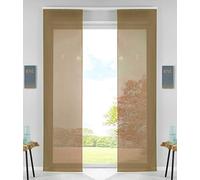 Gardinenbox Set of 2 sliding curtains, panel curtains, complete with panel carrier, weighted rod, 100% polyester, nougat, H x W 245 x 60 cm