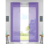 Gardinenbox Set of 2 sliding curtains, panel curtains, complete with panel carrier, weighted rod, 100% polyester, purple, H x W 245 x 60 cm