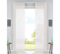 Gardinenbox Set of 2 sliding curtains, panel curtains, complete with panel carrier, weighted rod, 100% polyester, cream, 245 x 60 cm
