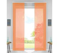 Gardinenbox Set of 2 sliding curtains, panel curtains, complete with panel carrier, weighted rod, 100% polyester, orange, H x W 245 x 60 cm