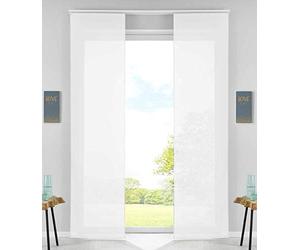 Gardinenbox Set of 2 sliding curtains, panel curtains, complete with panel carrier, weighted rod, 100% polyester, white, H x W 245 x 60 cm