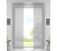 Gardinenbox Set of 2 Sliding Curtains, Panel Curtains, Complete with Panel Weighing Bar, 100% Polyester, Grey, H x W 245 x 60 cm