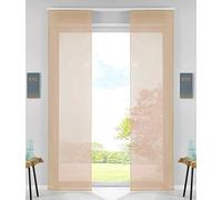 Gardinenbox Set of 2 Sliding Curtains, Panel Curtains, Complete with Panel Weighing Bar, 100% Polyester, Sand, H 245 x W 60 cm
