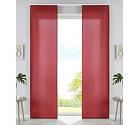 Gardinenbox Set of 2 Sliding Curtains, Panel Curtains, Microfibre Curtain, Sliding H x W 245 x 60 cm, Bordeaux Matt Panel Carrier Weighted Rods, 85600N2
