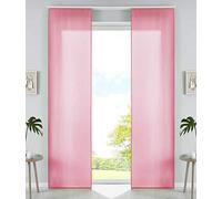 Gardinenbox Set of 2 Sliding Curtains, Panel Curtains, Microfibre Curtain, Sliding H x W 245 x 60 cm, Pink Matt, Panel Carrier Weighted Rods, 85600N2