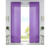 Gardinenbox Set of 2 Sliding Curtains, Panel Curtains, Microfibre Curtain, Sliding H x W 245 x 60 cm, Purple Matt Panel Carrier Weighted Rods, 85600N2