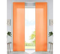 Gardinenbox Set of 2 sliding curtains, panel curtains, microfibre curtain, sliding mat, panel weight bars, 100% polyester, orange, H x W 245 x 60 cm
