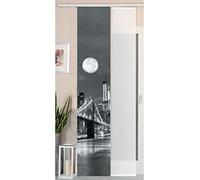 Gardinenbox Sliding/Panel Curtain, Wild Silk Effect and Voile Panel, Polyester, Bridge, 245 cm x 45 cm, 2 Units