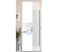 Gardinenbox Sliding/Panel Curtain, Wild Silk Effect and Voile Panel, Polyester, Cat, 245 cm x 45 cm, 2 Units
