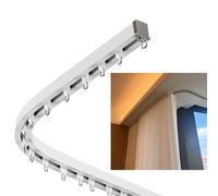 Gardinense Flexible Curtain Track Adjustable Room Divider Rail Hidden Aluminum Alloy Corner Single Track for Seamless Installation 1M to 5M Length (4.2m/13.8ft)