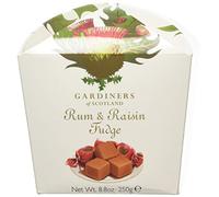 Gardiners of Scotland Rum & Raisin Fudge - Beautiful Thistle Design Carton Luxurious Creamy Texture Traditional Family Recipe Perfect Idea for a Gift No Artificial Ingredients - 250g Carton