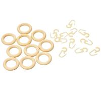 Gardinia 10 Rings with Folding Hook, Wood, Pine/Natural, Wood