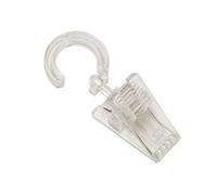 Gardinia 164 Hooks with Clips for Curtain Rings Diameter 10 mm, Pack of 6, Plastic, Transparent