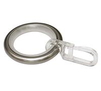 Gardinia 30095 Curtain Rings with Sliding Insert and Folding Hooks for Diameter 16 mm Stainless Steel Look Pack of 10