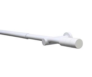 Gardinia 36156 Curtain Pole Set Crete Cylinder Complete Set Including Mounting Material, Length 120-210 Cm, Metal, White