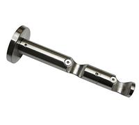 GARDINIA Double combination bracket with metal mounting plate for curtain rods/curtain rod, 2-track, open, incl. all mounting parts, Chicago, diameter 20 mm, stainless steel look