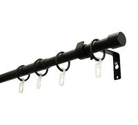 Gardinia Curtain Pole Set Cap 1-Barrel Diameter 19/16 mm Extendible on Both Sides, Matte Black, 120-190 cm