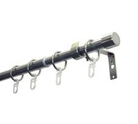 Gardinia Curtain Pole Set Cap 1-Track Diameter 19/16 mm Curtain Rod Extendible on Both Sides 180-310 cm Stainless Steel Look