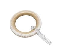 GARDINIA Curtain Rings for Curtain Rods, Diameter 25 mm, with Curtain Hooks, Pack of 10, Ring Width 8.5 mm, Wood, Castell Oak