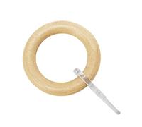 GARDINIA Curtain Rings for Curtain Rods, Diameter 25 mm, with Curtain Hooks, Pack of 10, Ring Width 8.5 mm, Wood, Beech