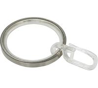 GARDINIA Curtain Rings for Curtain Rods, Diameter 25 mm, with Sliding Insert and Curtain Hooks, Pack of 10, Width 4 mm, Metal, Stainless Steel Look, Not Applicable