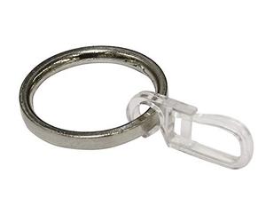 Gardinia Curtain Rings For Curtain Rods With Ø 19 mm, Includes Pencil Pleat Hooks, 6 Pack, Width 4 mm, Metal, Stainless Steel Look, 10011103