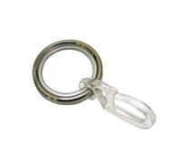GARDINIA Curtain Rings for Curtain Rods with Diameter 12 mm, Includes Sliding Insert and Folding Hooks, New York Series, Pack of 8, Stainless Steel