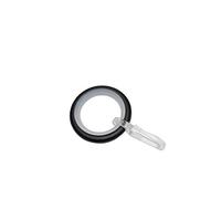 Gardinia Curtain rings for curtain rods with diameter 16 mm, with sliding insert and curtain hooks, 10 pieces, width 4.6 mm, inner diameter 25 mm, outer diameter 34 mm, metal, matte black