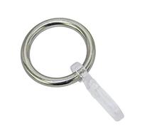 Gardinia Curtain Rings with Folding Hooks, Metal Stainless Steel Look for Diameter 20 mm, Pack of 6, Nicht Zutreffend