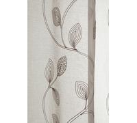 Gardinia Curtain with Eyelets, Vine Leaves Embroidery, Brown, 135 x 245 cm
