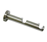 Gardinia Double Support with Metal Mounting Plate for Curtain Pole with Diameter 12 mm, 2-Track Open, New York Series, Metal, Stainless Steel