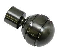 Gardinia End Caps for Curtain Rods, 2 x Finial Ball, Chicago Series, Metal, Titanium, 20 mm Diameter